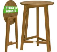 Casaria® Table Haute Pliable en Bois d'Acacia Ø80cm Table extérieure Robuste Mange Debout Table Bar Mariage évènements