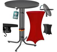 Casaria® Table Haute Pliable Grise avec Housse Bordeaux-Rouge Mange Debout 110 cm Bar bistrot Jardin 2 Crochets Inclus