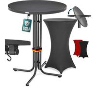 Casaria® Table Haute Pliable Grise avec Housse Grise Mange Debout 110 cm Bar bistrot Jardin 2 Crochets Inclus
