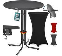 Casaria® Table Haute Pliable Grise avec Housse Noire Mange Debout 110 cm Bar bistrot Jardin 2 Crochets Inclus