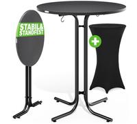CASARIA® Table haute pliable grise avec housse noire mange debout 110 cm bar bistrot jardin 2 crochets inclus