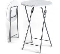 Casaria® Table Haute Pliante Blanche Aspect marbre Table de Bar Ø 60cm Mange-Debout Rond Table de bistrot Jardin