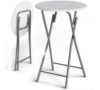 Casaria® Table Haute Pliante Blanche Table de Bar Ø 60cm Mange-Debout Rond Table de bistrot Jardin terrasse Balcon