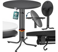 Casaria® Table haute pliante Outdoor Gastro Table de bistrot 2x crochets Ø 80 cm Rond Résistant aux intempéries Gris Table de bar revêtue par poudre Métal MDF