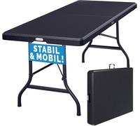 CASARIA Table Pliante Effet Polyrotin 180 cm | Table de Camping d'Appoint en Plastique, Jusqu'à 8 Personnes, pour Pique-nique, Fêtes, Evenements, Compact