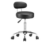 Casaria Tabouret à roulettes Tabouret de Bureau avec Dossier réglable en Hauteur pivotable 360° Tabouret Atelier Similicuir Noir