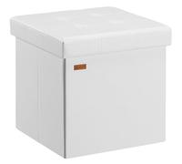 Casaria® Tabouret Cube avec Espace de Rangement Blanc Petit Pouf Pliable 38 x 38 x 38 cm Coffre de Rangement Repose-Pied Coffre à Jouet Salon Chambre