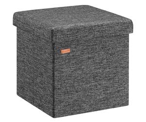 Casaria® Tabouret Cube avec Espace de Rangement Gris foncé Petit Pouf Pliable 38 x 38 x 38 cm Coffre de Rangement Repose-Pied Coffre à Jouet Salon Chambre