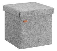 Casaria® Tabouret Cube avec Espace de Rangement Gris Petit Pouf Pliable 38 x 38 x 38 cm Coffre de Rangement Repose-Pied Coffre à Jouet Salon Chambre