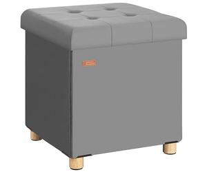Casaria® Tabouret Cube avec Espace de Rangement Velours Anthracite Petit Pouf Pliable 38 x 38 x 38 cm Coffre de Rangement Repose-Pied Coffre à Jouet Salon Chambre