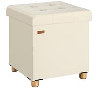 Casaria® Tabouret Cube avec Espace de Rangement Velours Beige Petit Pouf Pliable 38 x 38 x 38 cm Coffre de Rangement Repose-Pied Coffre à Jouet Salon Chambre