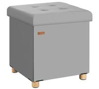 Casaria® Tabouret Cube avec Espace de Rangement Velours Gris Petit Pouf Pliable 38 x 38 x 38 cm Coffre de Rangement Repose-Pied Coffre à Jouet Salon Chambre