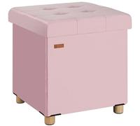 Casaria® Tabouret Cube avec Espace de Rangement Velours Rose Petit Pouf Pliable 38 x 38 x 38 cm Coffre de Rangement Repose-Pied Coffre à Jouet Salon Chambre