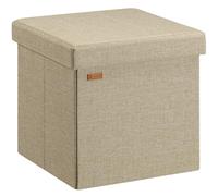 Casaria® Tabouret Cube Beige avec Espace de Rangement Pouf 38 x 38 x 38 cm Coffre de Rangement Similicuir Repose-Pied