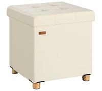 CASARIA® Tabouret cube en velours beige espace de rangement Pouf 40 x 40 x 40 cm Coffre de rangement Repose-pied siège
