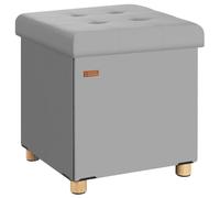 Casaria® Tabouret Cube avec Espace de Rangement Velours Gris Petit Pouf Pliable 38 x 38 x 38 cm Coffre de Rangement Repose-Pied Coffre à Jouet Salon Chambre