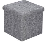Casaria® Tabouret Cube avec Espace de Rangement Gris foncé Petit Pouf Pliable 38 x 38 x 38 cm Coffre de Rangement Repose-Pied Coffre à Jouet Salon Chambre