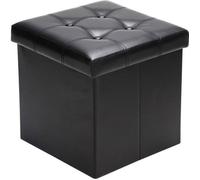 Casaria® Tabouret Cube avec Espace de Rangement Noir Petit Pouf Pliable 38 x 38 x 38 cm Coffre de Rangement Repose-Pied Coffre à Jouet Salon Chambre