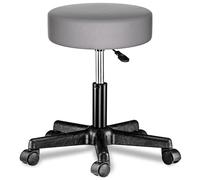 Casaria® Tabouret de Bureau Gris pivotant 360° Hauteur réglable 46-60 cm avec roulettes siège Rembourrage 10 cm