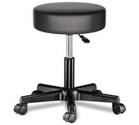 Casaria® Tabouret de Bureau Noir pivotant 360° Hauteur réglable 46-60 cm avec roulettes siège Rembourrage 10 cm