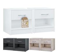 CASARIAŽ 2X Table de Chevet Blanc avec tiroir Table de Nuit mobilier avec poignée en Aluminium 41x39x28cm Chambre ŕ Coucher