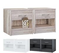 CASARIAŽ 2X Table de Nuit Table de Chevet Chęne avec tiroir poignée en Aluminium mobilier Chambre ŕ Coucher 39x28x41cm