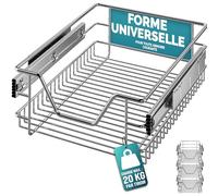 CASARIAŽ 3x Tiroir télescopique de rangement 40 cm pour armoire cuisine tiroir de cuisine métal tiroir coulissant