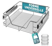 CASARIAŽ 3x Tiroir télescopique de rangement 50 cm pour armoire cuisine tiroir de cuisine métal tiroir coulissant