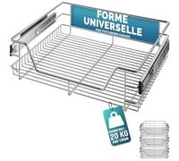 CASARIAŽ 3x Tiroir télescopique de rangement 60 cm pour armoire cuisine tiroir de cuisine métal tiroir coulissant