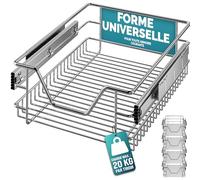CASARIAŽ 4x Tiroir télescopique de rangement 40 cm pour armoire cuisine tiroir de cuisine métal tiroir coulissant