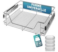 CASARIAŽ 4x Tiroir télescopique de rangement 60 cm pour armoire cuisine tiroir de cuisine métal tiroir coulissant