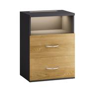 CASARIAŽ Table de Nuit avec éclairage LED Touch Gris Bois 40x28x55cm en Bois 2 tiroirs Table de Chevet Chambre ŕ Coucher