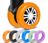 CasaRovela Lot de 8 housses de roue améliorées en silicone pour valise, résistantes à l'usure, anti-bruit, pour roues pivotantes de 2 à 6,1 cm, accessoires de voyage pour bagages à main, Orange, Small