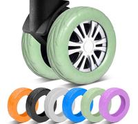 CasaRovela Lot de 8 housses de roue améliorées en silicone pour valise, résistantes à l'usure, anti-bruit, pour roues pivotantes de 2 à 6,1 cm, accessoires de voyage pour bagages à main, vert, Small
