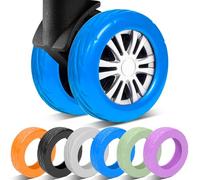 CasaRovela Lot de 8 housses de roue améliorées en silicone pour valise, résistantes à l'usure, anti-bruit, pour roues pivotantes de 2 à 6,1 cm, accessoires de voyage pour bagages à main, bleu, Small