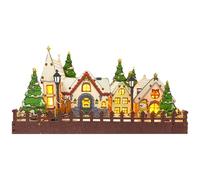 Casas de village de Noël - Écran LED avec scène d'hiver en bois de 35 x 28 x 5 cm, figurines de Noël pré-éclairées, village de bureau de Noël | Fournitures de décoration de maison