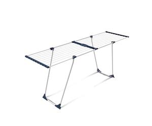 CasaSi EasyFlex Étendoir à linge extensible 20 m - Extensible et peu encombrant - Séchoir à linge noir en acier allié pour vêtements et serviettes