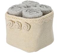 Casatessile Lavette de Salle de Bains avec Panier en Tissu réglé 4 pcs. Roses Petites Serviettes pour Les invités. - Grigio Scuro