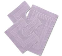 Casatessile Set 3 Tapis éponge de Bain, 1 Tapis 60X90 cm + 2 Ronde WC 60x45 cm. Torino Tapis de Salle de Bain Absorbant en Coton, Tapis de Salle de Bain sans antidérapant - LILLA