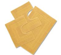 Casatessile Set 3 Tapis éponge de Bain, 1 Tapis 60X90 cm + 2 Ronde WC 60x45 cm. Torino Tapis de Salle de Bain Absorbant en Coton, Tapis de Salle de Bain sans antidérapant - Giallo