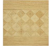 CASAVANI Tapis Kilim carré en jute naturelle tressée à la main - Motif losanges beige - 0,7 cm d'épaisseur - Pour intérieur et extérieur - Pour chambre à coucher, cuisine, yoga