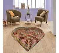 CASAVANI Tapis rond 100 % fait main en jute naturelle et coton - Forme géométrique multicolore - Forme dure - Idéal pour la maison/bureau, chambre, salon, couloir, entrée - 12 x 15 x 152 cm - Rond