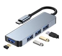 Casavello Hub USB C, Type C vers 4 Ports USB 3.0 Data Hub en Aluminum pour MacBook Pro/Air, XPS, iPad Pro, Chromebook, Lecteur Flash, Disque Dur Mobile et Plus Encore