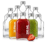 casavetro 10 Flasque en Verre 200ml - Flacon Fiole 200 ml Alcool - Bouchon à Vis Réutilisable - Liqueur Rhum Cadeaux Mariage Noël Anniversaire