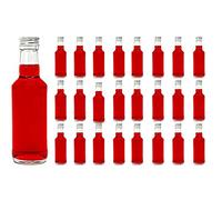 casavetro 24 x 200 ML Bouteilles en Verre Vide Transparent avec Bouchon à Visser - Bouchons Twist Rechargeables - Couvercle en Métal Hermétique Gin Huile Vinaigre Soda Vodka Eau (24 x 200 ML)