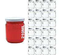 casavetro 24 x 210 Petit Bocaux à Confiture de avec Couvercle et Pots de Conservation en Verre Hermétiques (24 x 210 ML)