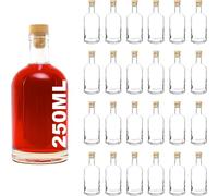 casavetro 24 x 250 ML Bouteilles d'apothicaire en Verre vides avec Bouchon Bouteille de vin Liqueur vinaigre Huile Bouteilles en Verre 0,25 L (24 x 250 ML)