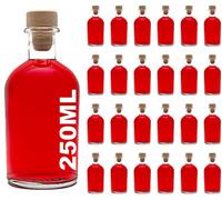 casavetro 24 x 250 ML Bouteilles en Verre vides en liège Transparent Rechargeables - Hermétique pour Sloe Gin Huile Bière Cidre Soda Vodka et Eau (24 x 250 ML)