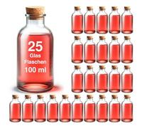 casavetro 25 x 100 Bouteilles en Verre vides de Bouchons Rechargeables réutilisables - Hermétique pour Prunelle, gin, Huile, bière, cidre, Soda, Vodka et Eau (25 x 100 ML)