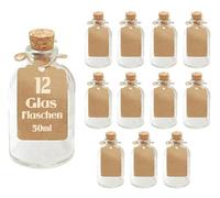 casavetro Lot de 12 Petites Mini vases de Fleurs et d'étiquettes en Verre Transparent, Verre, Weiß, 12 x Vase